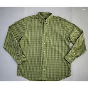 Eddie Bauer Shirt Men Large Green Plaid Button Down Relaxed Wrinkle Resistant